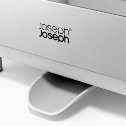 Στεγνωτήριο πιάτων Joseph Joseph Extend Steel Plus 6500041, Έως 16 τεμάχια, Επεκτάσιμο, Ράγες για ποτήρια, Αποστράγγιση, Αποσυναρμολογούμενο, Ανοξείδωτο ατσάλι, Λευκό