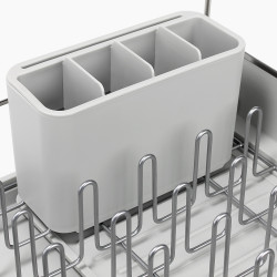 Сушилник за съдове Joseph Joseph Extend Steel Plus 6500041, До 16 части, Разтегателен, Релси за чаши, Отцеждане, Разглобяем, Неръждаема стомана, Бял