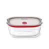 Black+Blum Stack+Nest Food Storage Container FBGR-BX-M017, 0.9 L, Rectangular, Oven-Safe, BPA-Free, Borosilicate Glass, Gray/Red