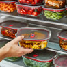 Black+Blum Stack+Nest Food Storage Container FBGR-BX-M017, 0.9 L, Rectangular, Oven-Safe, BPA-Free, Borosilicate Glass, Gray/Red