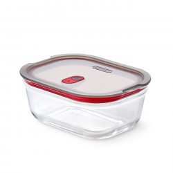 Black+Blum Stack+Nest Food Storage Container FBGR-BX-M017, 0.9 L, Rectangular, Oven-Safe, BPA-Free, Borosilicate Glass, Gray/Red