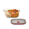 Black+Blum Stack+Nest Food Storage Container FBGR-BX-M017, 0.9 L, Rectangular, Oven-Safe, BPA-Free, Borosilicate Glass, Gray/Red