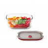 Black+Blum Stack+Nest Food Storage Container FBGR-BX-M017, 0.9 L, Rectangular, Oven-Safe, BPA-Free, Borosilicate Glass, Gray/Red