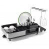 Στεγνωτήριο πιάτων Joseph Joseph Extend Steel Plus 6500040, Έως 16 τεμάχια, Επεκτάσιμο, Ράγες για ποτήρια, Αποστράγγιση, Αποσυναρμολογούμενο, Ανοξείδωτο ατσάλι, Μαύρο