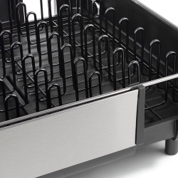 Uscator de vase Joseph Joseph Extend Steel Plus 6500040, Pana la 16 piese, Extensibil, Sine pentru pahare, Scurgere, Demontabil, Otel inoxidabil, Negru