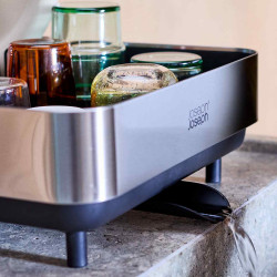 Joseph Joseph Extend Steel Plus 6500040 edénytartó, legfeljebb 16 darab, kihúzható, pohártartó sínek, lecsepegtető, szétszerelhető, rozsdamentes acél, fekete