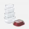 Set de 4 cutii pentru alimente Black+Blum Stack+Nest FBGR-BX-PACK4, 0,38/0,6/0,9/1,2 l, dreptunghiulare, potrivite pentru cuptor, fără BPA, oțel inoxidabil, gri/roșu