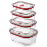 Set de 4 cutii pentru alimente Black+Blum Stack+Nest FBGR-BX-PACK4, 0,38/0,6/0,9/1,2 l, dreptunghiulare, potrivite pentru cuptor, fără BPA, oțel inoxidabil, gri/roșu