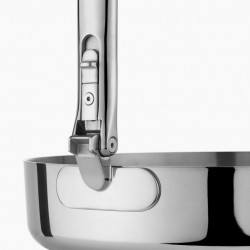 Tigaie adâncă cu capac Joseph Joseph 1000028, 28 cm, mâner pliabil, oțel inoxidabil, se poate folosi la cuptor până la 232 °C, compatibilă cu plitele cu inducție, inox