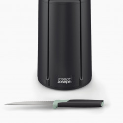 Комплект кухненски ножове Joseph Joseph Elevate™ 10541, 6 части, Неръждаема стомана, Въртяща поставка, Неплъзгаща основа, Черен/Зелен