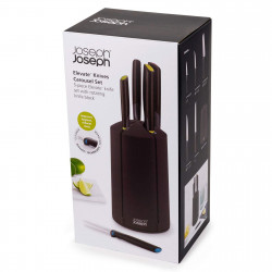 Комплект кухненски ножове Joseph Joseph Elevate™ 10541, 6 части, Неръждаема стомана, Въртяща поставка, Неплъзгаща основа, Черен/Зелен