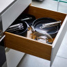 Дълбок тиган Joseph Joseph Space 45040, 20 см, Сгъваема дръжка, Керамично покритие, Фурна до 232°C, Индукция, Син