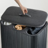 Coș de rufe Joseph Joseph Tota Trio Luxe 5000007, 90 l, 3 compartimente, Mânere de transport, Bambus, Negru