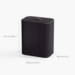 Кош за пране Joseph Joseph Tota Trio Luxe 5000007, 90 л, 3 разделения, Дръжки за пренасяне, Бамбук, Черен