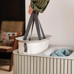 Καλάθι ρούχων Joseph Joseph Tota Trio Luxe 5000008, 90 λίτρα, 3 διαχωριστικά, Χερούλια μεταφοράς, Μπαμπού, Εκρού