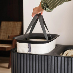 Кош за пране Joseph Joseph Tota Luxe 5000005, 90 л, 2 разделения, Дръжки за пренасяне, Бамбук, Черен