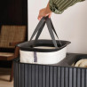 Joseph Joseph Tota Luxe Laundry Basket 5000005, 90 L, 2 Compartments, Carrying Handles, Bamboo, Black