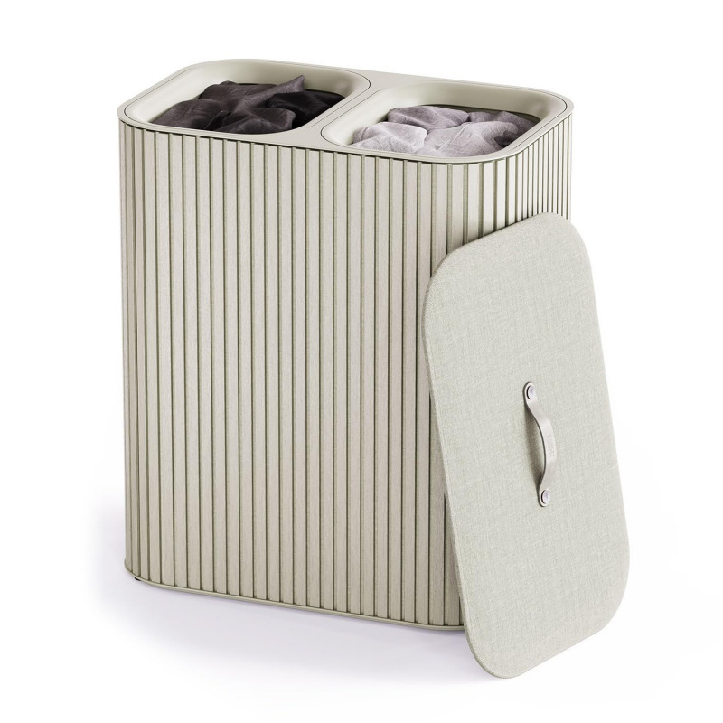 Кош за пране Joseph Joseph Tota Luxe 5000006, 90 л, 2 разделения, Дръжки за пренасяне, Бамбук, Екрю