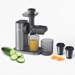 Ninja NeverClog JC152EU 3 az 1-ben gyümölcscentrifuga, 150 W, 700 ml, hideg préselés, darabolás, reszelés, gyümölcspép-szűrők, szürke
