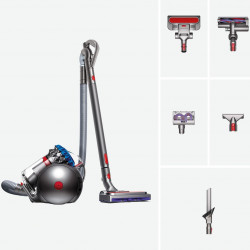 Σκούπα χωρίς σακούλα Dyson Cinetic BigBall Absolute 2 447250-01, 700 W, 150 AW, 0,8 λ, 35 κυκλώνες, Αυτόματη επαναφορά σε περίπτωση ανατροπής, 5 εξαρτήματα, Νικέλιο/μπλε