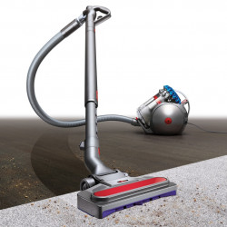 Aspirator fara sac Dyson Cinetic BigBall Absolute 2 447250-01, 700 W, 150 AW, 0,8 l, 35 cicloni, Redresare automata in caz de rasturnare, 5 accesorii, Nichel/Albastru