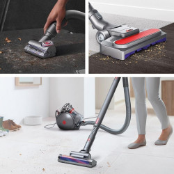 Aspirator fara sac Dyson Cinetic BigBall Absolute 2 447250-01, 700 W, 150 AW, 0,8 l, 35 cicloni, Redresare automata in caz de rasturnare, 5 accesorii, Nichel/Albastru