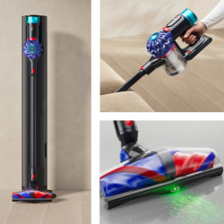 Aspirator vertical cu statie de incarcare si golire automata Dyson V10 Konical Moulded 594030-01, 150AW, 0,5 l, 60 min, 3 moduri, HEPA, Golire igienica, Fara incurcaturi, Negru