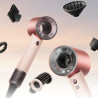 Στεγνωτήρας μαλλιών Dyson HD19 Travel™ 492457-01, 1220 W, 11,6 l/s, 2 ταχύτητες, 3 ρυθμίσεις θερμοκρασίας, Air Multiplier, Έξυπνος έλεγχος θερμοκρασίας, Κεραμικό ροζ/ροζ χρυσό