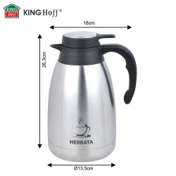 Конферентна термо кана за чай Kinghoff KH 2095, 2 л, Двойни стени, Корпус от неръждаема стомана, Инокс/черен