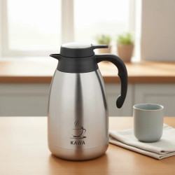 Kinghoff KH 2094 Conference Coffee Thermos, 2 L, Double-Walled, Stainless Steel Body, Stainless Steel/Black