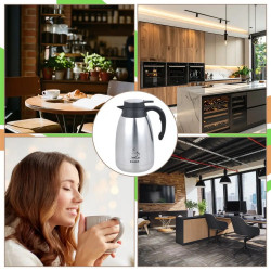 Kinghoff KH 2094 Conference Coffee Thermos, 2 L, Double-Walled, Stainless Steel Body, Stainless Steel/Black