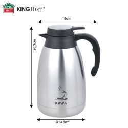 Kinghoff KH 2094 Conference Coffee Thermos, 2 L, Double-Walled, Stainless Steel Body, Stainless Steel/Black