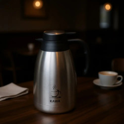 Kinghoff KH 2094 Conference Coffee Thermos, 2 L, Double-Walled, Stainless Steel Body, Stainless Steel/Black