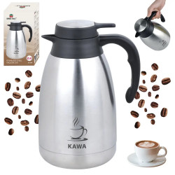 Kinghoff KH 2094 Conference Coffee Thermos, 2 L, Double-Walled, Stainless Steel Body, Stainless Steel/Black