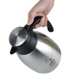 Kinghoff KH 2094 Conference Coffee Thermos, 2 L, Double-Walled, Stainless Steel Body, Stainless Steel/Black