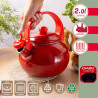 Kinghoff KH 2080 Whistling Kettle, 2 L, Enameled Interior, Induction, Red