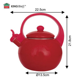 Kinghoff KH 2080 Whistling Kettle, 2 L, Enameled Interior, Induction, Red