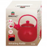 Kinghoff KH 2080 Whistling Kettle, 2 L, Enameled Interior, Induction, Red