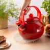 Kinghoff KH 2080 Whistling Kettle, 2 L, Enameled Interior, Induction, Red