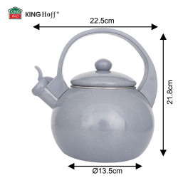 Kinghoff KH 2079 Whistling Kettle, 2 L, Enameled Interior, Induction, Gray