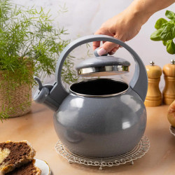 Kinghoff KH 2079 Whistling Kettle, 2 L, Enameled Interior, Induction, Gray