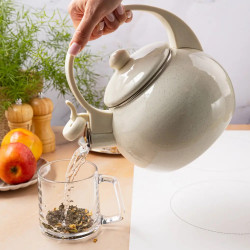 Kinghoff KH 2040 Whistling Kettle, 2 L, Enameled Interior, Induction, Cream