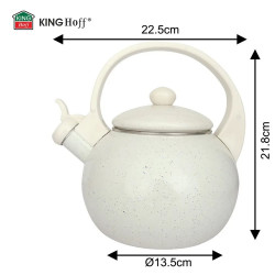 Kinghoff KH 2040 Whistling Kettle, 2 L, Enameled Interior, Induction, Cream