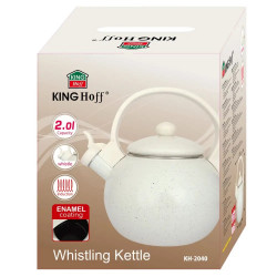 Kinghoff KH 2040 Whistling Kettle, 2 L, Enameled Interior, Induction, Cream