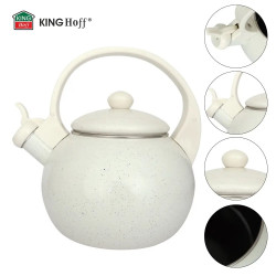 Kinghoff KH 2040 Whistling Kettle, 2 L, Enameled Interior, Induction, Cream