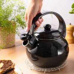 Kinghoff KH 2039 Whistling Kettle, 2 L, Enameled Interior, Induction, Black