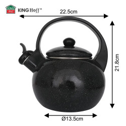Kinghoff KH 2039 Whistling Kettle, 2 L, Enameled Interior, Induction, Black