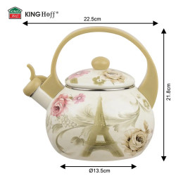 Kinghoff KH 2038 Whistling Kettle, 2 L, Enameled Interior, Induction Compatible, Multicolor