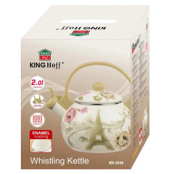 Kinghoff KH 2038 Whistling Kettle, 2 L, Enameled Interior, Induction Compatible, Multicolor