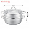 Klausberg KB 9073 gőzfőző edény, 4,6 l, 26 cm, 3 részes, egyidejű főzés 2 szinten, mérőskála, 5 rétegű alj, rozsdamentes acél